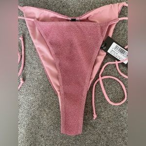 Baby pink tie side glitter bikini bottom from prettylittlething. NWT. Size 2